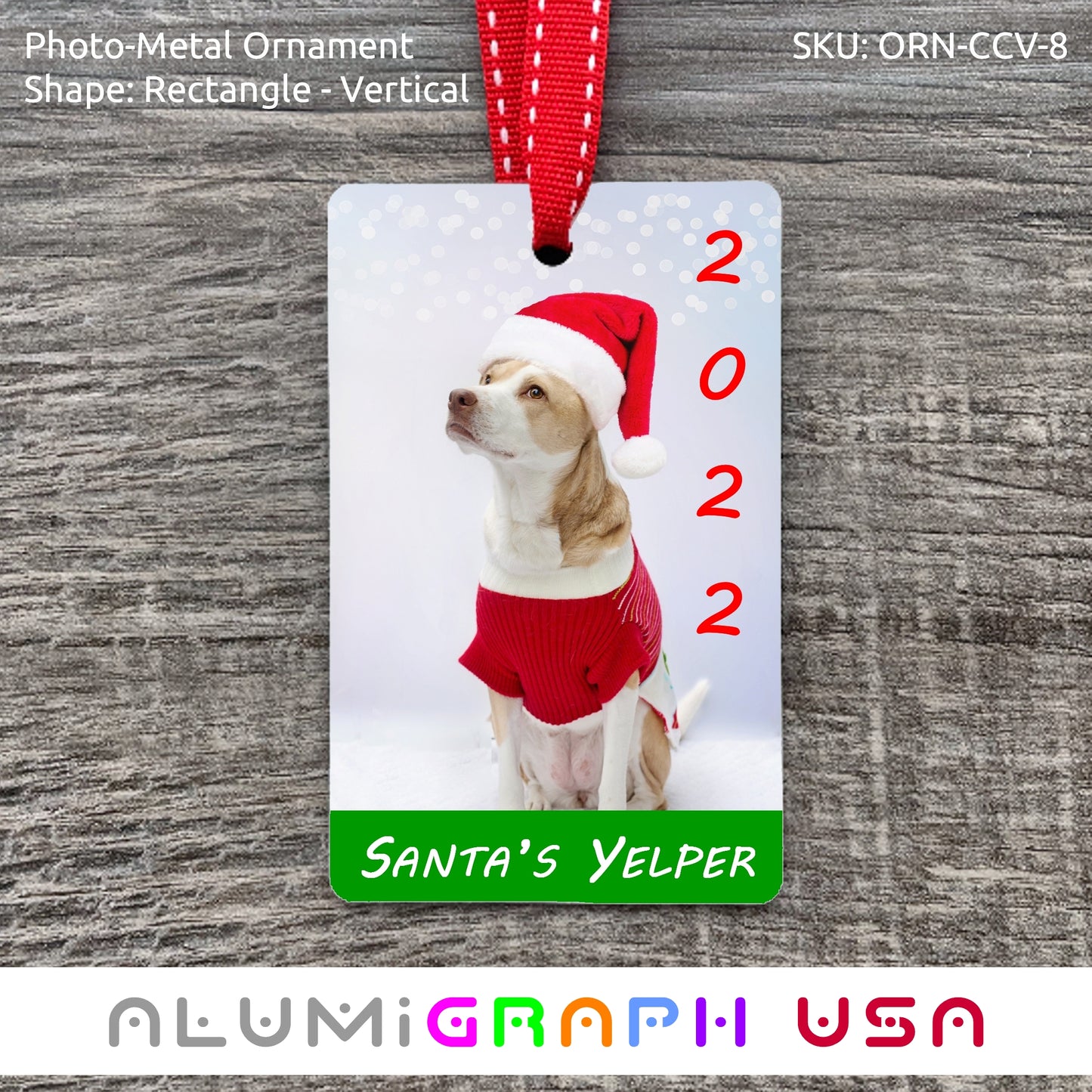 Rectangle - Vertical Photo-Metal Ornament